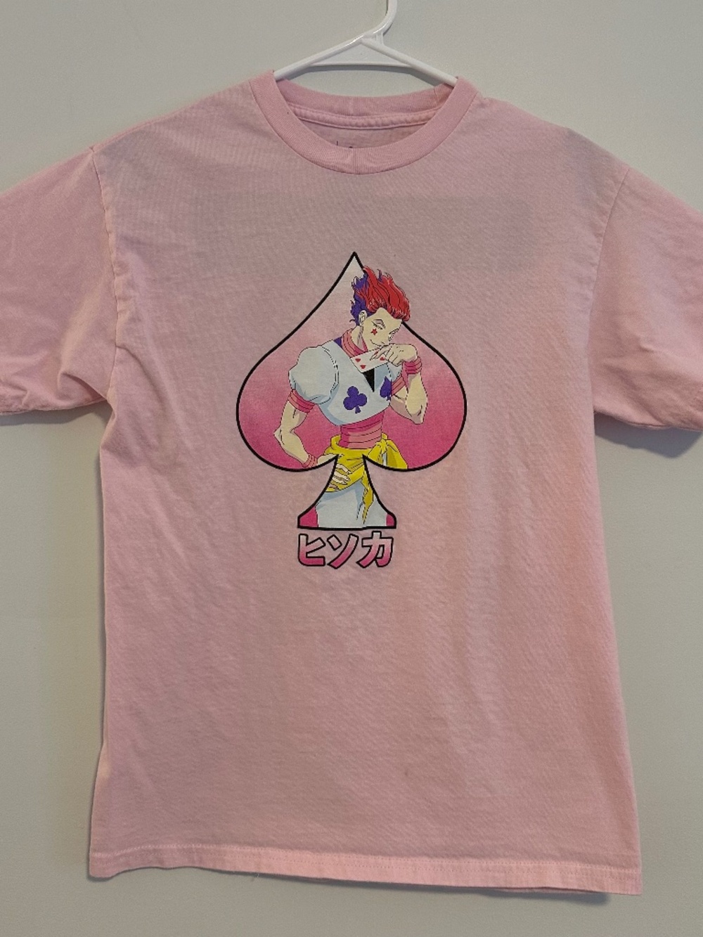 Hisoka Hunter x Hunter Anime Graphic Print T-Shirt Small Pink Y2K Short Sleeve